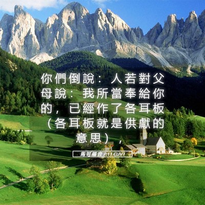 Picture 05 - 馬 可 福 音 7:11 CUVT - 你 們 倒 說 ： 人 若 對 父 母 說 ： - Bible Verse Picture