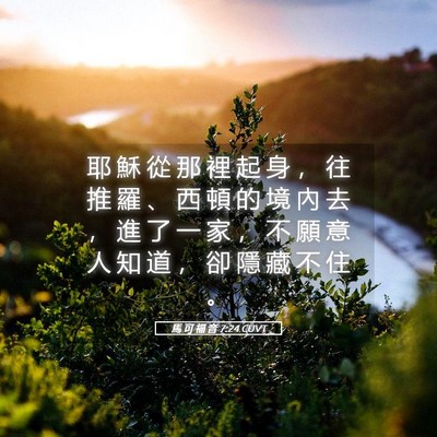 Picture 05 - 馬 可 福 音 7:24 CUVT - 耶 穌 從 那 裡 起 身 ， 往 推 羅 、 - Bible Verse Picture