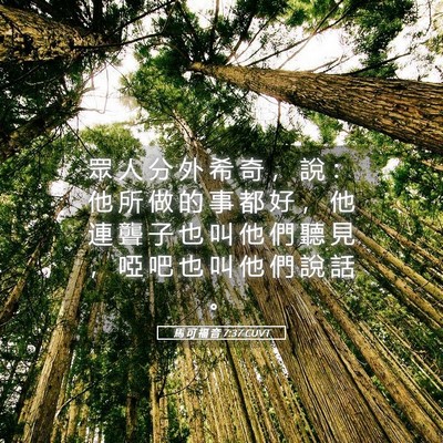 Picture 05 - 馬 可 福 音 7:37 CUVT - 眾 人 分 外 希 奇 ， 說 ： 他 所 做 - Bible Verse Picture