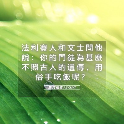 Picture 05 - 馬 可 福 音 7:5 CUVT - 法 利 賽 人 和 文 士 問 他 說 ： 你 - Bible Verse Picture