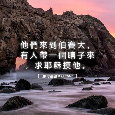Picture 05 - 馬 可 福 音 8:22 CUVT - 他 們 來 到 伯 賽 大 ， 有 人 帶 一 - Bible Verse Picture
