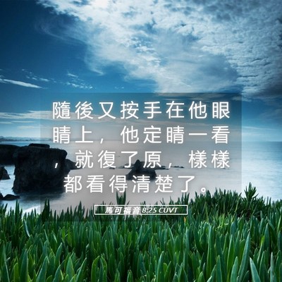 Picture 05 - 馬 可 福 音 8:25 CUVT - 隨 後 又 按 手 在 他 眼 睛 上 ， 他 - Bible Verse Picture