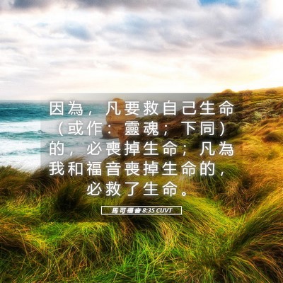 Picture 05 - 馬 可 福 音 8:35 CUVT - 因 為 ， 凡 要 救 自 己 生 命 （ 或 - Bible Verse Picture
