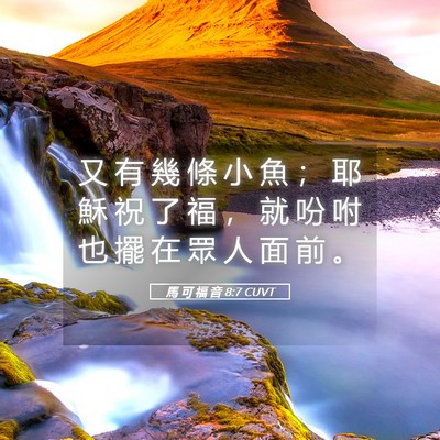 Picture 05 - 馬 可 福 音 8:7 CUVT - 又 有 幾 條 小 魚 ； 耶 穌 祝 了 福 - Bible Verse Picture