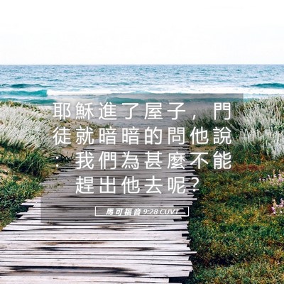 Picture 05 - 馬 可 福 音 9:28 CUVT - 耶 穌 進 了 屋 子 ， 門 徒 就 暗 暗 - Bible Verse Picture