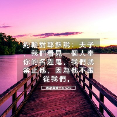 Picture 05 - 馬 可 福 音 9:38 CUVT - 約 翰 對 耶 穌 說 ： 夫 子 ， 我 們 - Bible Verse Picture