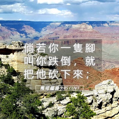 Picture 05 - 馬 可 福 音 9:45 CUVT - 倘 若 你 一 隻 腳 叫 你 跌 倒 ， 就 - Bible Verse Picture