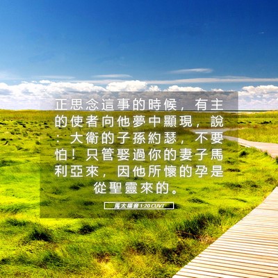 Picture 05 - 馬 太 福 音 1:20 CUVT - 正 思 念 這 事 的 時 候 ， 有 主 的 - Bible Verse Picture