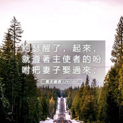 Picture 05 - 馬 太 福 音 1:24 CUVT - 約 瑟 醒 了 ， 起 來 ， 就 遵 著 主 - Bible Verse Picture