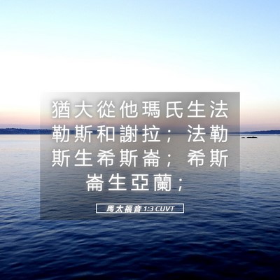 Picture 05 - 馬 太 福 音 1:3 CUVT - 猶 大 從 他 瑪 氏 生 法 勒 斯 和 謝 - Bible Verse Picture