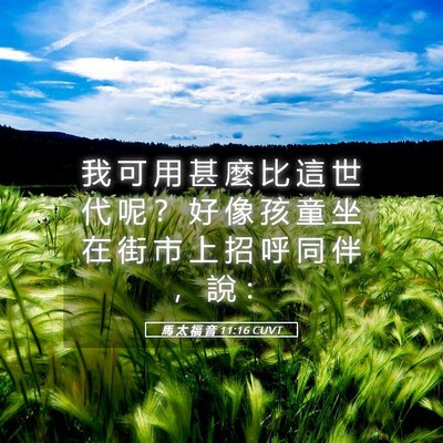 Picture 05 - 馬 太 福 音 11:16 CUVT - 我 可 用 甚 麼 比 這 世 代 呢 ？ 好 - Bible Verse Picture