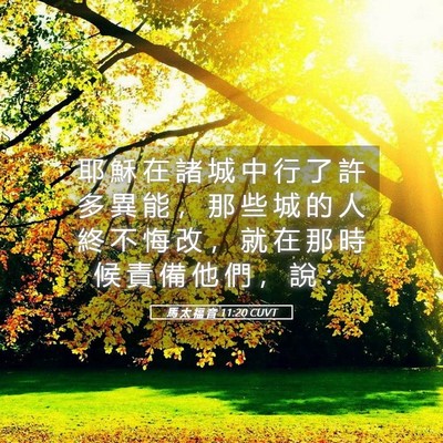 Picture 05 - 馬 太 福 音 11:20 CUVT - 耶 穌 在 諸 城 中 行 了 許 多 異 能 - Bible Verse Picture