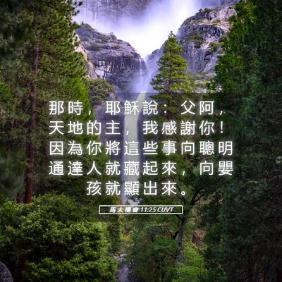 Picture 05 - 馬 太 福 音 11:25 CUVT - 那 時 ， 耶 穌 說 ： 父 阿 ， 天 地 - Bible Verse Picture