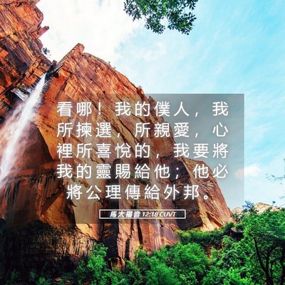 Picture 05 - 馬 太 福 音 12:18 CUVT - 看 哪 ！ 我 的 僕 人 ， 我 所 揀 選 - Bible Verse Picture