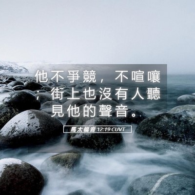 Picture 05 - 馬 太 福 音 12:19 CUVT - 他 不 爭 競 ， 不 喧 嚷 ； 街 上 也 - Bible Verse Picture