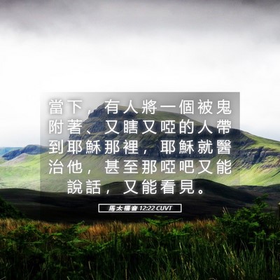 Picture 05 - 馬 太 福 音 12:22 CUVT - 當 下 ， 有 人 將 一 個 被 鬼 附 著 - Bible Verse Picture