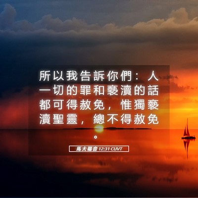 Picture 05 - 馬 太 福 音 12:31 CUVT - 所 以 我 告 訴 你 們 ： 人 一 切 的 - Bible Verse Picture