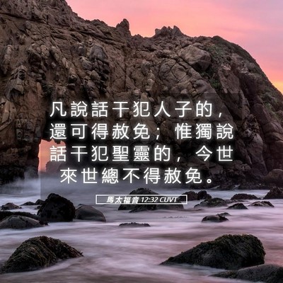 Picture 05 - 馬 太 福 音 12:32 CUVT - 凡 說 話 干 犯 人 子 的 ， 還 可 得 - Bible Verse Picture