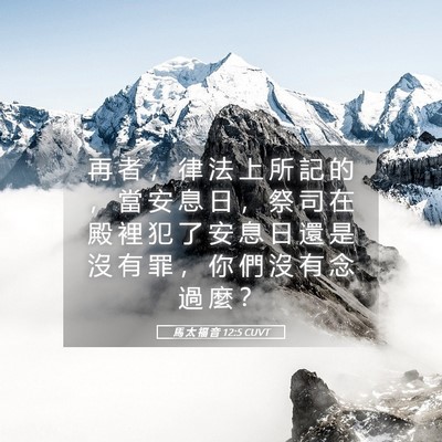 Picture 05 - 馬 太 福 音 12:5 CUVT - 再 者 ， 律 法 上 所 記 的 ， 當 安 - Bible Verse Picture