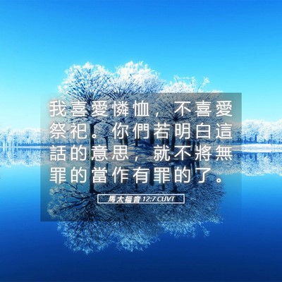 Picture 05 - 馬 太 福 音 12:7 CUVT - 我 喜 愛 憐 恤 ， 不 喜 愛 祭 祀 。 - Bible Verse Picture