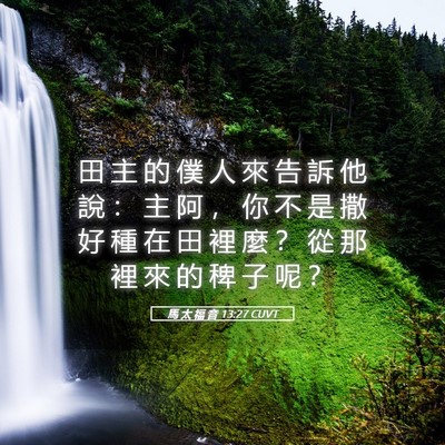 Picture 05 - 馬 太 福 音 13:27 CUVT - 田 主 的 僕 人 來 告 訴 他 說 ： 主 - Bible Verse Picture