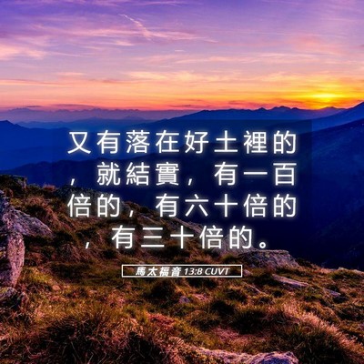 Picture 05 - 馬 太 福 音 13:8 CUVT - 又 有 落 在 好 土 裡 的 ， 就 結 實 - Bible Verse Picture