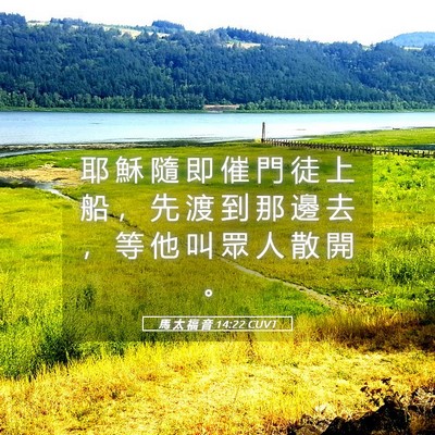 Picture 05 - 馬 太 福 音 14:22 CUVT - 耶 穌 隨 即 催 門 徒 上 船 ， 先 渡 - Bible Verse Picture