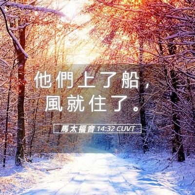 Picture 05 - 馬 太 福 音 14:32 CUVT - 他 們 上 了 船 ， 風 就 住 了 - Bible Verse Picture