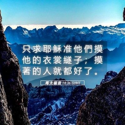 Picture 05 - 馬 太 福 音 14:36 CUVT - 只 求 耶 穌 准 他 們 摸 他 的 衣 裳 - Bible Verse Picture