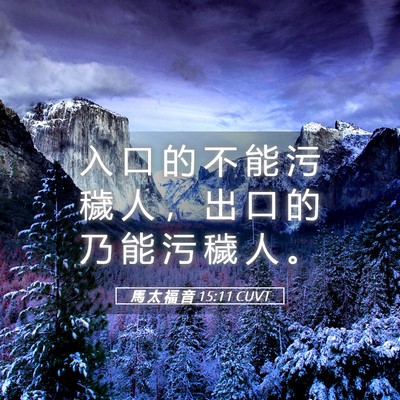 Picture 05 - 馬 太 福 音 15:11 CUVT - 入 口 的 不 能 污 穢 人 ， 出 口 的 - Bible Verse Picture