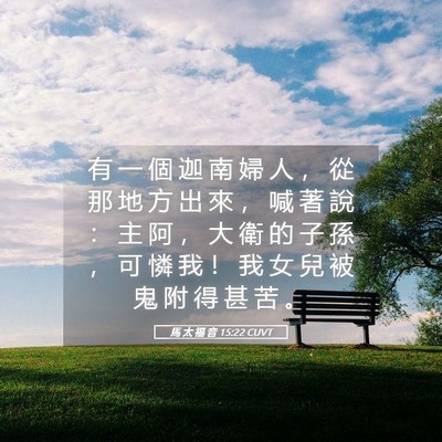 Picture 05 - 馬 太 福 音 15:22 CUVT - 有 一 個 迦 南 婦 人 ， 從 那 地 方 - Bible Verse Picture