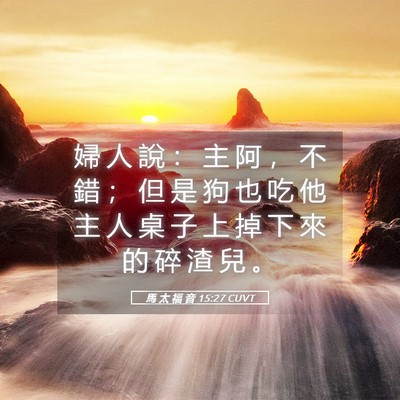 Picture 05 - 馬 太 福 音 15:27 CUVT - 婦 人 說 ： 主 阿 ， 不 錯 ； 但 是 - Bible Verse Picture