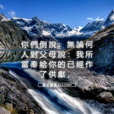 Picture 05 - 馬 太 福 音 15:5 CUVT - 你 們 倒 說 ： 無 論 何 人 對 父 母 - Bible Verse Picture
