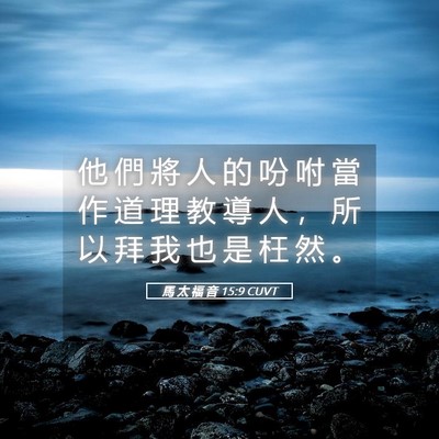 Picture 05 - 馬 太 福 音 15:9 CUVT - 他 們 將 人 的 吩 咐 當 作 道 理 教 - Bible Verse Picture
