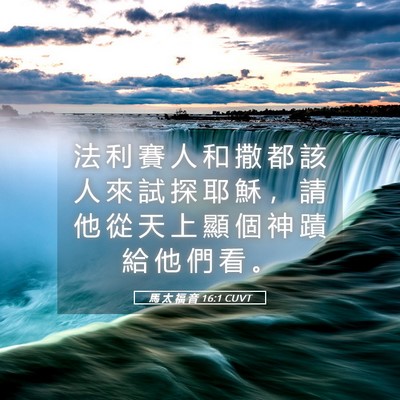 Picture 05 - 馬 太 福 音 16:1 CUVT - 法 利 賽 人 和 撒 都 該 人 來 試 探 - Bible Verse Picture