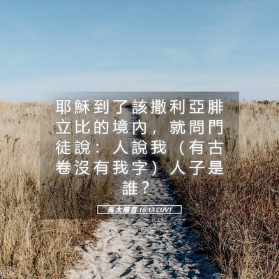 Picture 05 - 馬 太 福 音 16:13 CUVT - 耶 穌 到 了 該 撒 利 亞 腓 立 比 的 - Bible Verse Picture