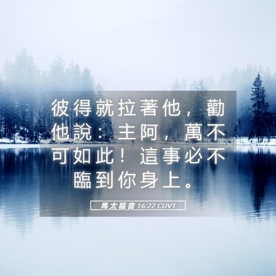 Picture 05 - 馬 太 福 音 16:22 CUVT - 彼 得 就 拉 著 他 ， 勸 他 說 ： 主 - Bible Verse Picture