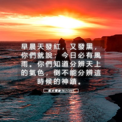 Picture 05 - 馬 太 福 音 16:3 CUVT - 早 晨 天 發 紅 ， 又 發 黑 ， 你 們 - Bible Verse Picture