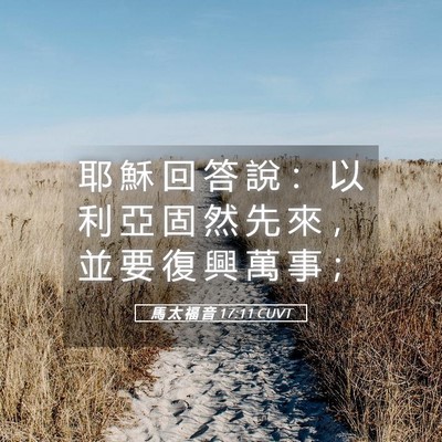 Picture 05 - 馬 太 福 音 17:11 CUVT - 耶 穌 回 答 說 ： 以 利 亞 固 然 先 - Bible Verse Picture