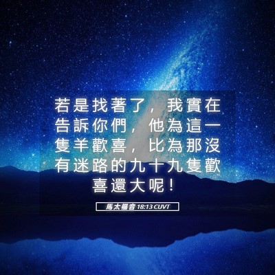 Picture 05 - 馬 太 福 音 18:13 CUVT - 若 是 找 著 了 ， 我 實 在 告 訴 你 - Bible Verse Picture