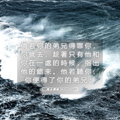 Picture 05 - 馬 太 福 音 18:15 CUVT - 倘 若 你 的 弟 兄 得 罪 你 ， 你 就 - Bible Verse Picture