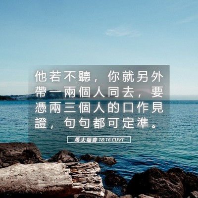 Picture 05 - 馬 太 福 音 18:16 CUVT - 他 若 不 聽 ， 你 就 另 外 帶 一 兩 - Bible Verse Picture