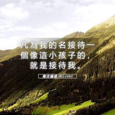 Picture 05 - 馬 太 福 音 18:5 CUVT - 凡 為 我 的 名 接 待 一 個 像 這 小 - Bible Verse Picture