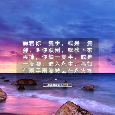 Picture 05 - 馬 太 福 音 18:8 CUVT - 倘 若 你 一 隻 手 ， 或 是 一 隻 腳 - Bible Verse Picture