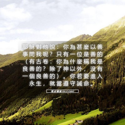 Picture 05 - 馬 太 福 音 19:17 CUVT - 耶 穌 對 他 說 ： 你 為 甚 麼 以 善 - Bible Verse Picture