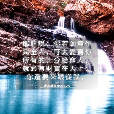 Picture 05 - 馬 太 福 音 19:21 CUVT - 耶 穌 說 ： 你 若 願 意 作 完 全 人 - Bible Verse Picture