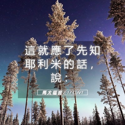 Picture 05 - 馬 太 福 音 2:17 CUVT - 這 就 應 了 先 知 耶 利 米 的 話 ， - Bible Verse Picture