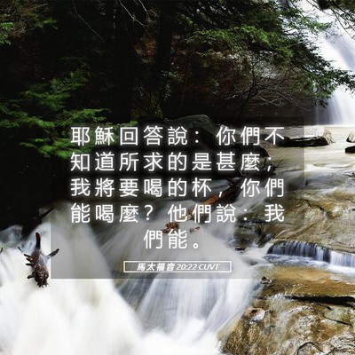Picture 05 - 馬 太 福 音 20:22 CUVT - 耶 穌 回 答 說 ： 你 們 不 知 道 所 - Bible Verse Picture