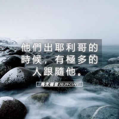 Picture 05 - 馬 太 福 音 20:29 CUVT - 他 們 出 耶 利 哥 的 時 候 ， 有 極 - Bible Verse Picture