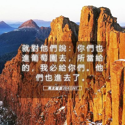 Picture 05 - 馬 太 福 音 20:4 CUVT - 就 對 他 們 說 ： 你 們 也 進 葡 萄 - Bible Verse Picture